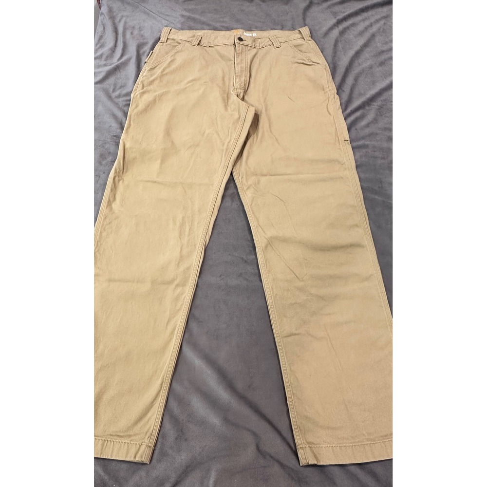 Carhartt Loose Fit Canvas Carpenter Pants Mens 38x36 Tan Khaki Work Trousers